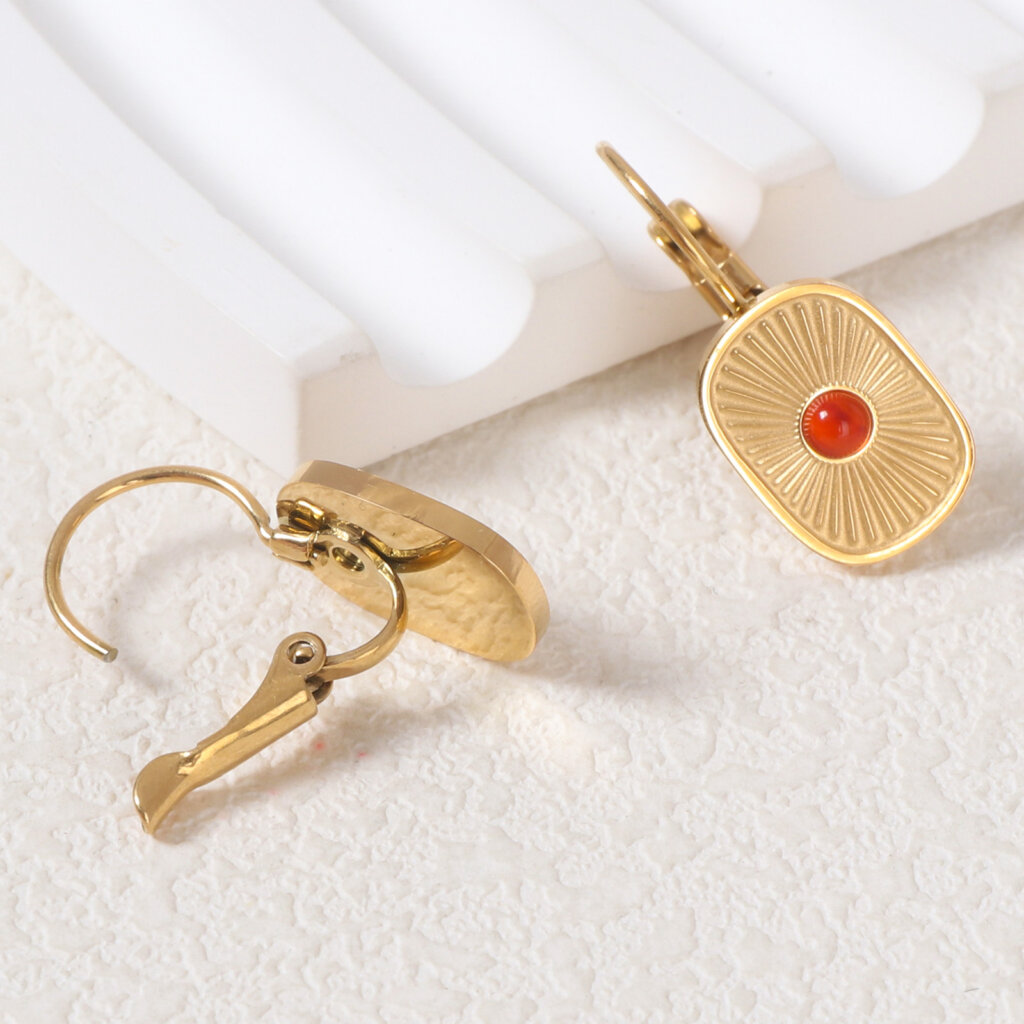 Elegant Gold Sunburst Earrings with Customizable Stone Options