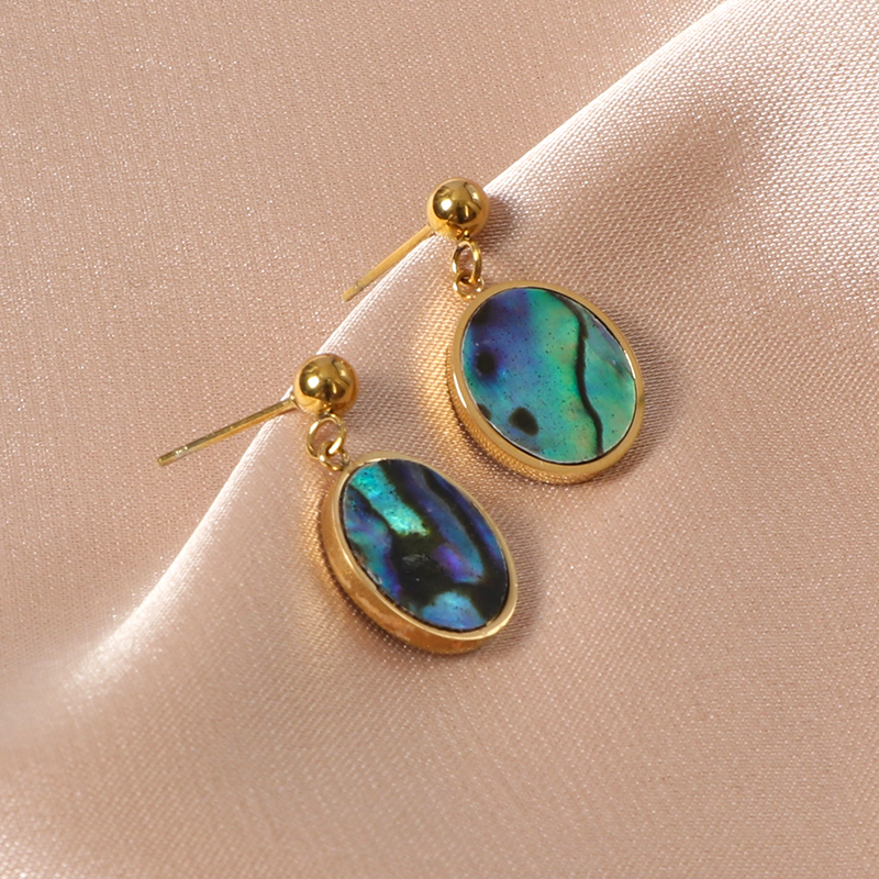 Abalone Shell Stainless Steel Drop Earrings Plated by 18k Gold