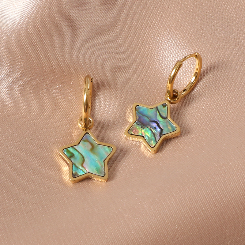 Abalone Shell Stainless Steel Drop Earrings Plated by 18k Gold