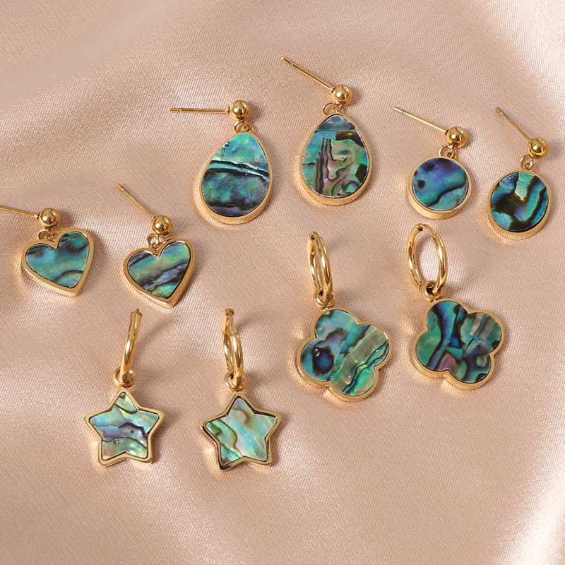 Abalone Shell Stainless Steel Drop Earrings Plated by 18k Gold