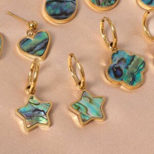 Justop Fashion Jewelry | The Unique Appeal of Shell Jewelry: A Perfect Blend of Nature and Style Abalone Shell Stainless Steel Drop Earrings Plated by 18k Gold