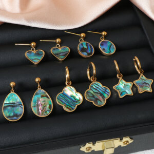 Abalone Shell Stainless Steel Drop Earrings Plated by 18k Gold