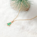 Charming Christmas Jewelry Necklace with Enamel Holiday Pendants