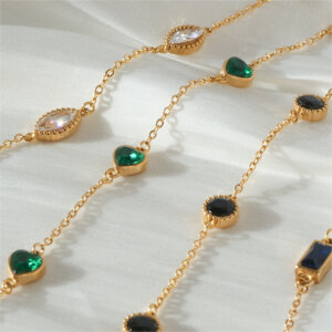 Luxurious 18K Gold Plated Stainless Steel Cubic Zirconia Necklace Collection