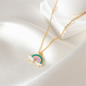 Vibrant Enamel Rainbow Necklace Collection in 18K Gold Plated Copper