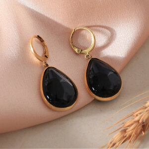 Teardrop Natural Stone Drop Earrings with Vibrant Stone Options