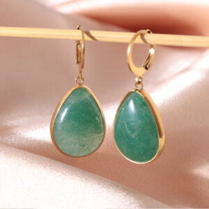 Teardrop Natural Stone Drop Earrings with Vibrant Stone Options