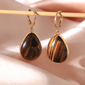 Teardrop Natural Stone Drop Earrings with Vibrant Stone Options