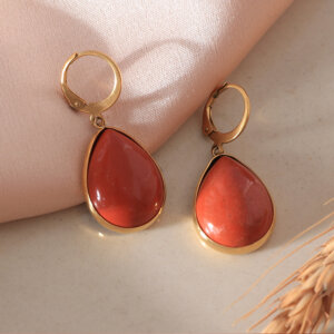 Teardrop Natural Stone Drop Earrings with Vibrant Stone Options