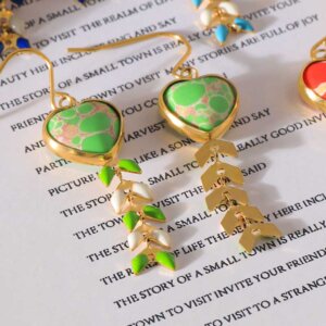 Charming Heart Shaped Drop Earrings with Playful Irregular Dot Design