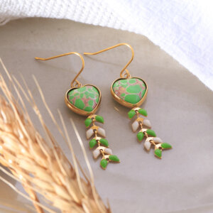 Charming Heart Shaped Drop Earrings with Playful Irregular Dot Design