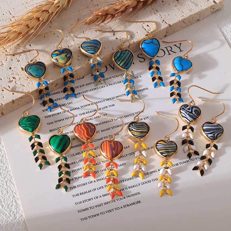 Natural Stone Teardrop Earrings