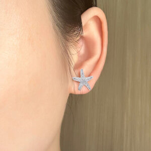 Sparkling cubic zirconia starfish earrings Exquisite and Cute