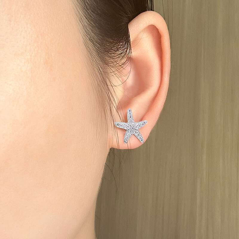 Sparkling cubic zirconia starfish earrings Exquisite and Cute