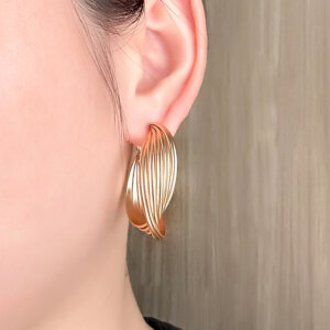 Elegant Minimalist Multi Layer Matt Gold Hoop Earrings