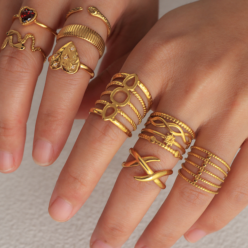 Modern and Minimalist 18K Gold Plated Rings Collection Adjustable