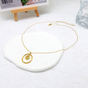 Minimalist Geometric Gold Round Pendant Necklaces Stainless Steel