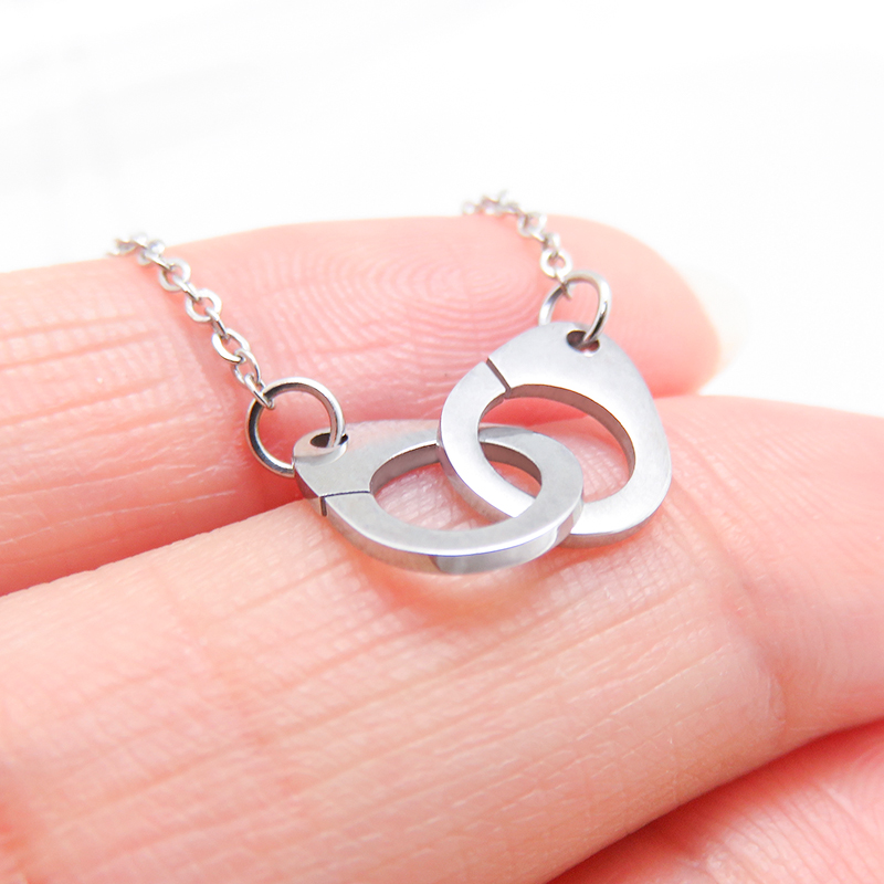 Stainless Steel Handcuff Pendant Necklace for Punk Style