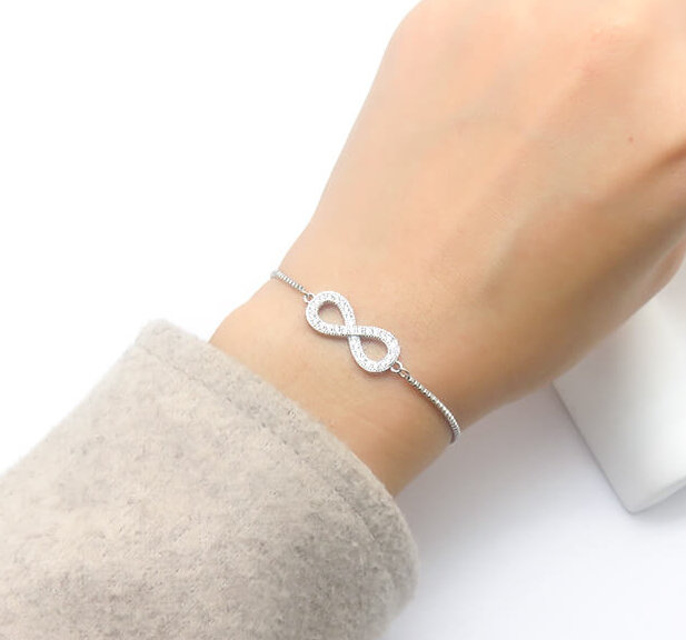 Timeless Cubic Zirconia Infinity Symbol Bracelet with Box Chain