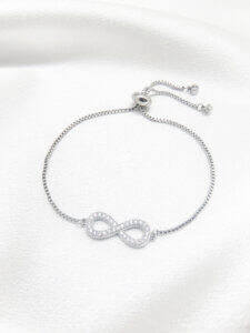 Timeless Cubic Zirconia Infinity Symbol Bracelet with Box Chain