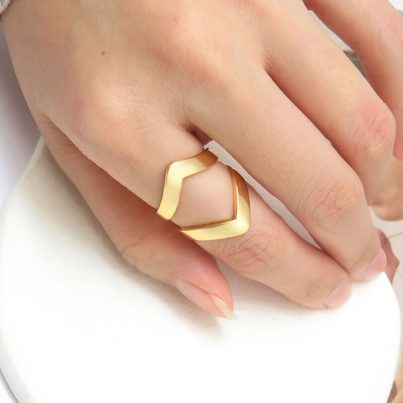 Elegant Double Layer Open Band Rings in Stunning Geometric Designs