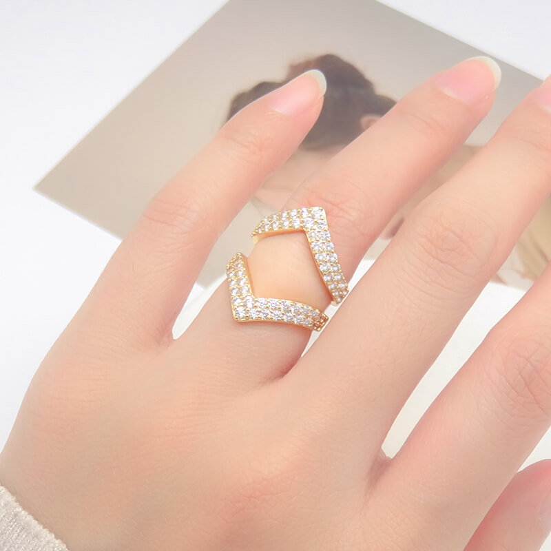 Double Layer Open Band Geometric Design Ring for Modern Elegance