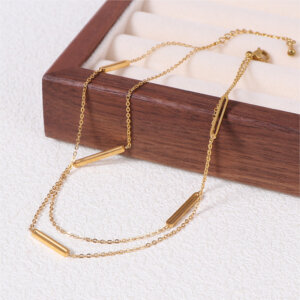 Timeless Stainless Steel Gold Anklet with Double Layer Design