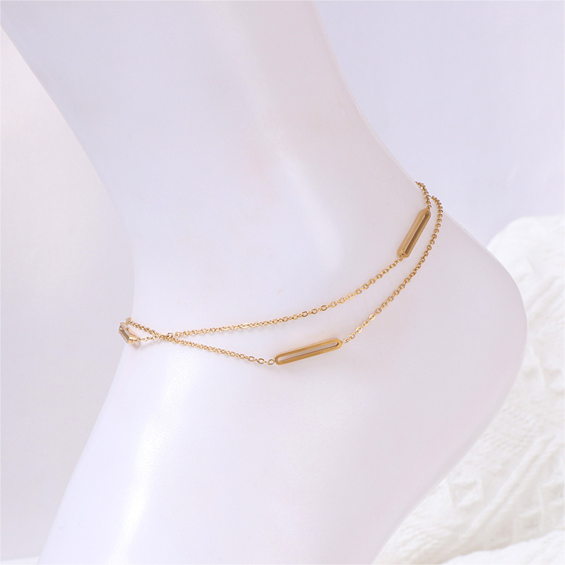 Timeless Stainless Steel Gold Anklet with Double Layer Design