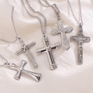 Modern and Classic Stainless Steel Cross Necklace Collection