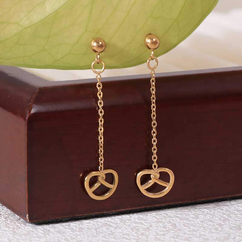 Whimsical Gold Plated Stainless Steel Pretzel Earrings