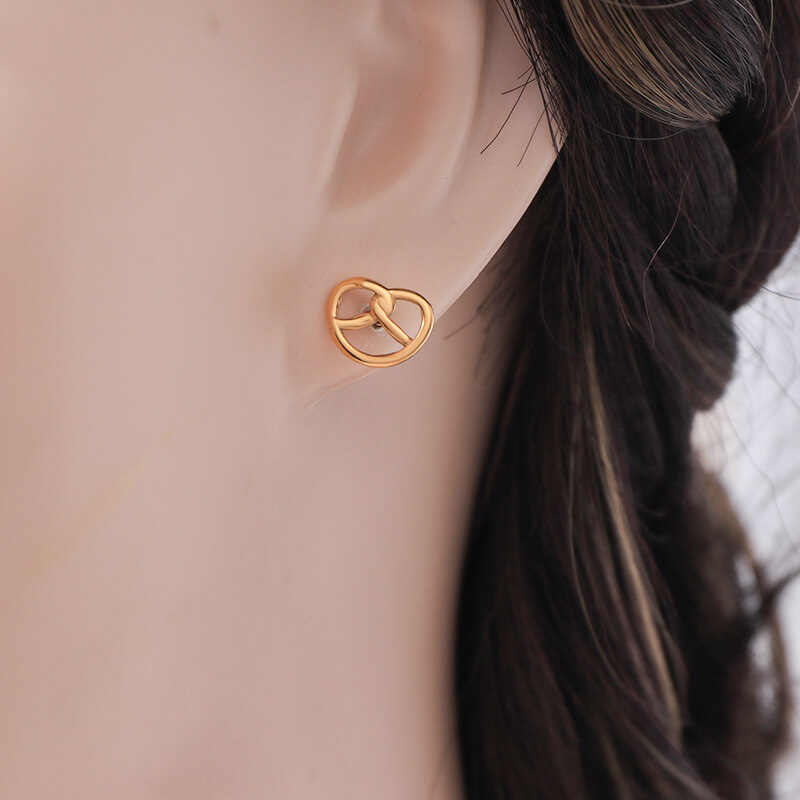 Whimsical Gold Plated Stainless Steel Pretzel Earrings