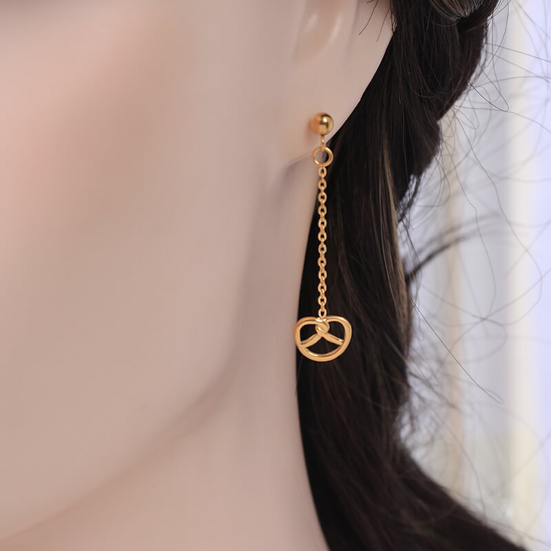 Whimsical Gold Plated Stainless Steel Pretzel Earrings