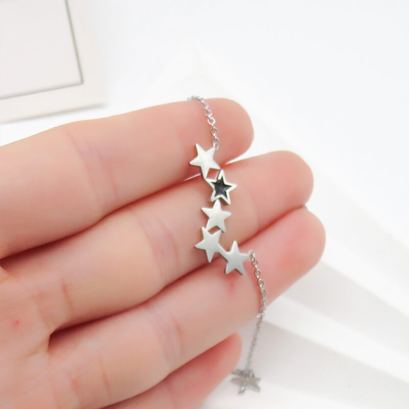 Modern Stainless Steel Star Necklace in Gold and Rhodium Plating