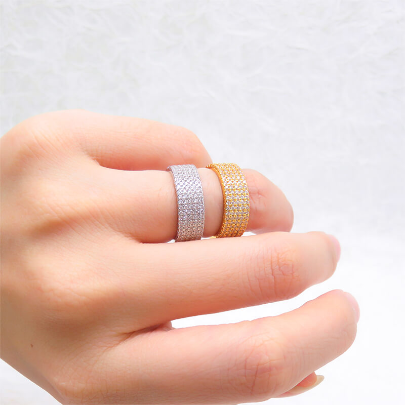 Dazzling Copper Cubic Zirconia Rings with Gold and Rhodium Plating