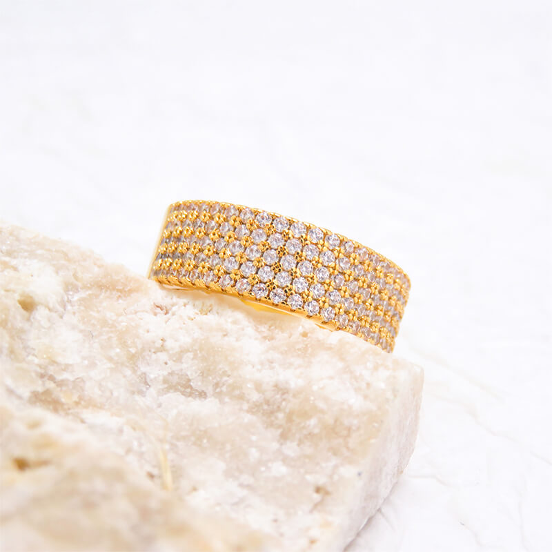 Dazzling Copper Cubic Zirconia Rings with Gold and Rhodium Plating