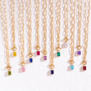 18K Gold-Plated Birthstone Necklace Collection with Cubic Zirconia Stones