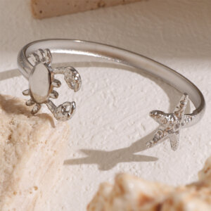 Justop Fashion Jewelry | The Charm of Animal Jewelry: A Timeless Fashion Statement Ocean Inspired Stainless Steel Bangles with Seashell Starfish and Crab Motifs