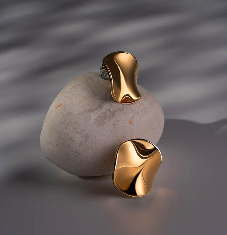 Minimalist Sculptural 18K Gold Plated Stainless Steel Earrings