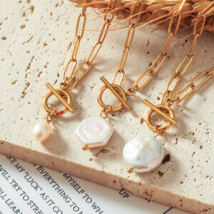 Timeless Elegant 18K Gold Plated Stainless Steel Pearl Necklaces