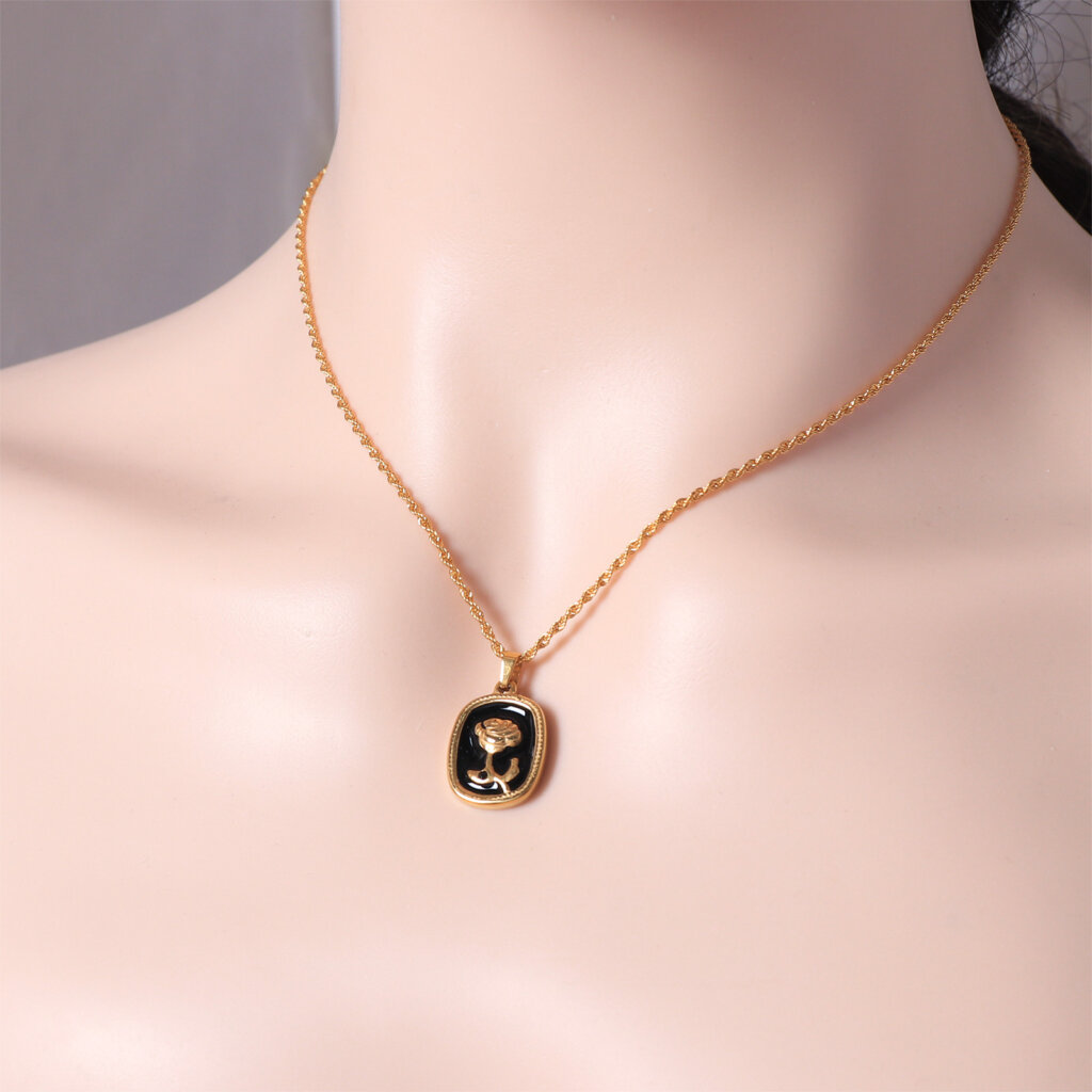 Chic 18K Gold Plated Rose Pendant Necklace in Vibrant Enamel Colors