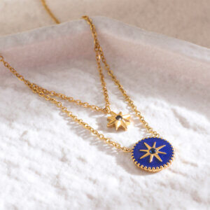 Justop Fashion Jewelry | Why Star Jewelry Remains a Timeless Trend in the Western Market Elegant Stainless Steel Enamel Star Necklace with CZ Accent