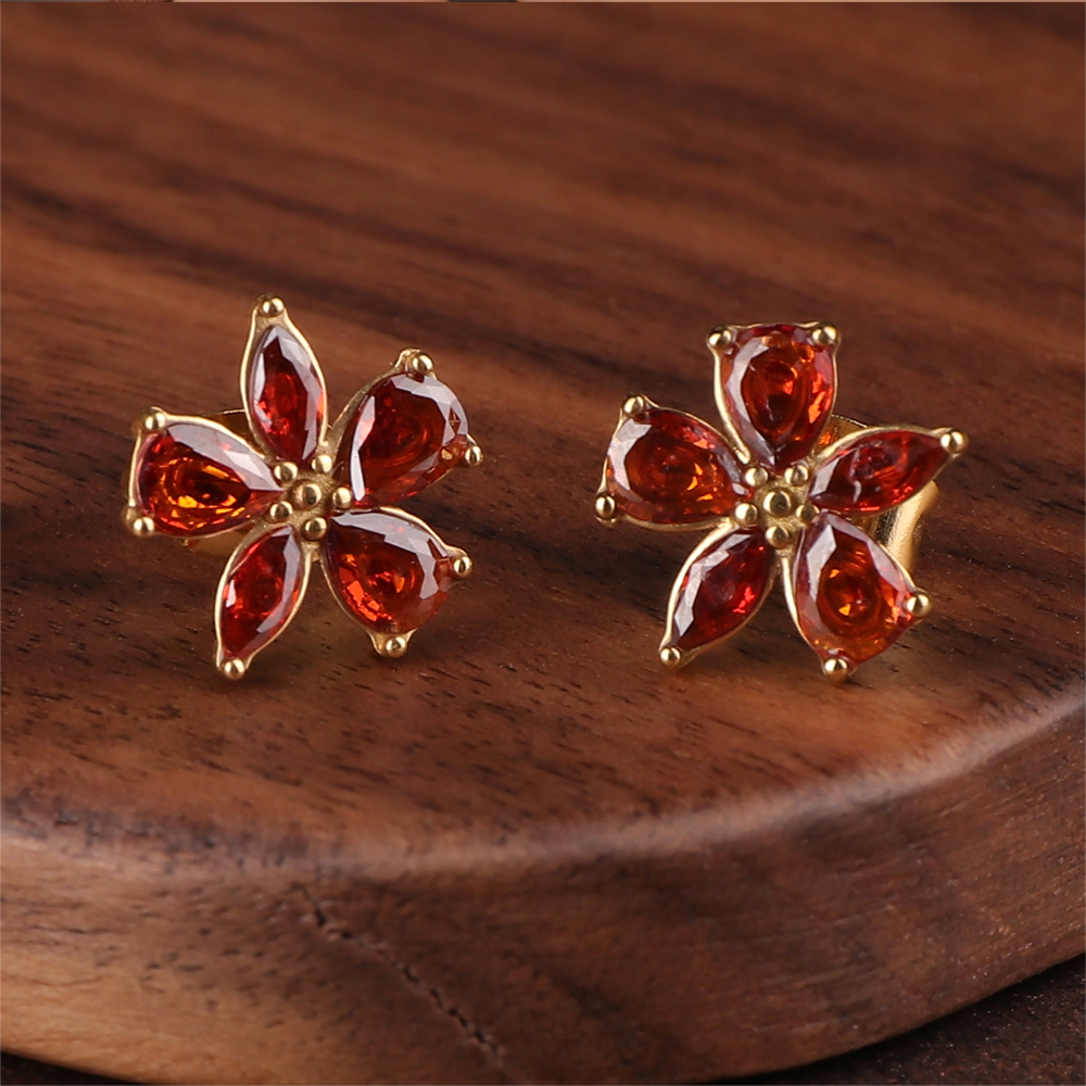 Sparkling 18K Gold Plated Cubic Zirconia Flower Earrings