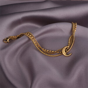 Elegant 18K Gold Plated Stainless Steel Multi Layer Bracelets