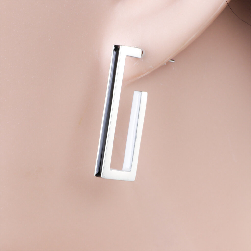 Modern Stainless Steel Enamel Geometric Rectangle Earrings