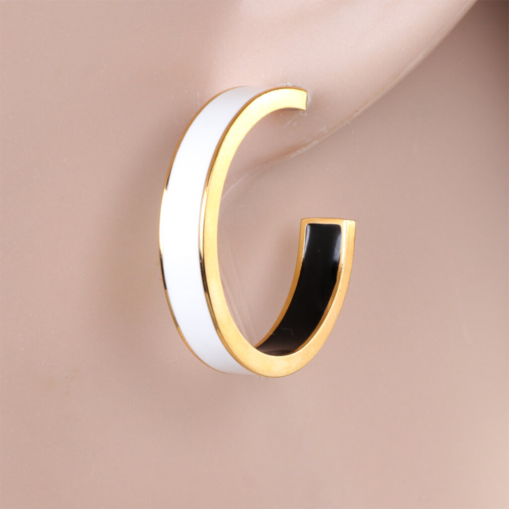18K Gold Plated Stainless Steel Chunky Two Tone Hoop Earrings