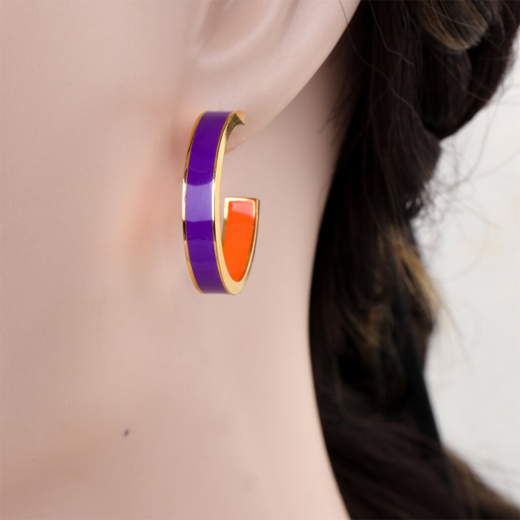 Vibrant 18K Gold Plated Stainless Steel Enamel Hoop Earrings