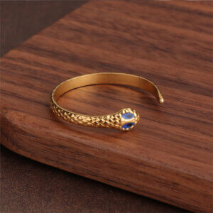 18K Gold Plated Stainless Steel Snake Ring Collection with Enamel Eyes