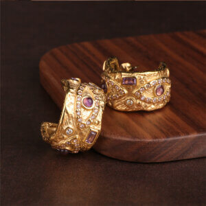 Stainless Steel Antique Style Earrings with Royal Elegance Design