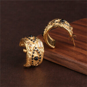 Stainless Steel Antique Style Earrings with Royal Elegance Design