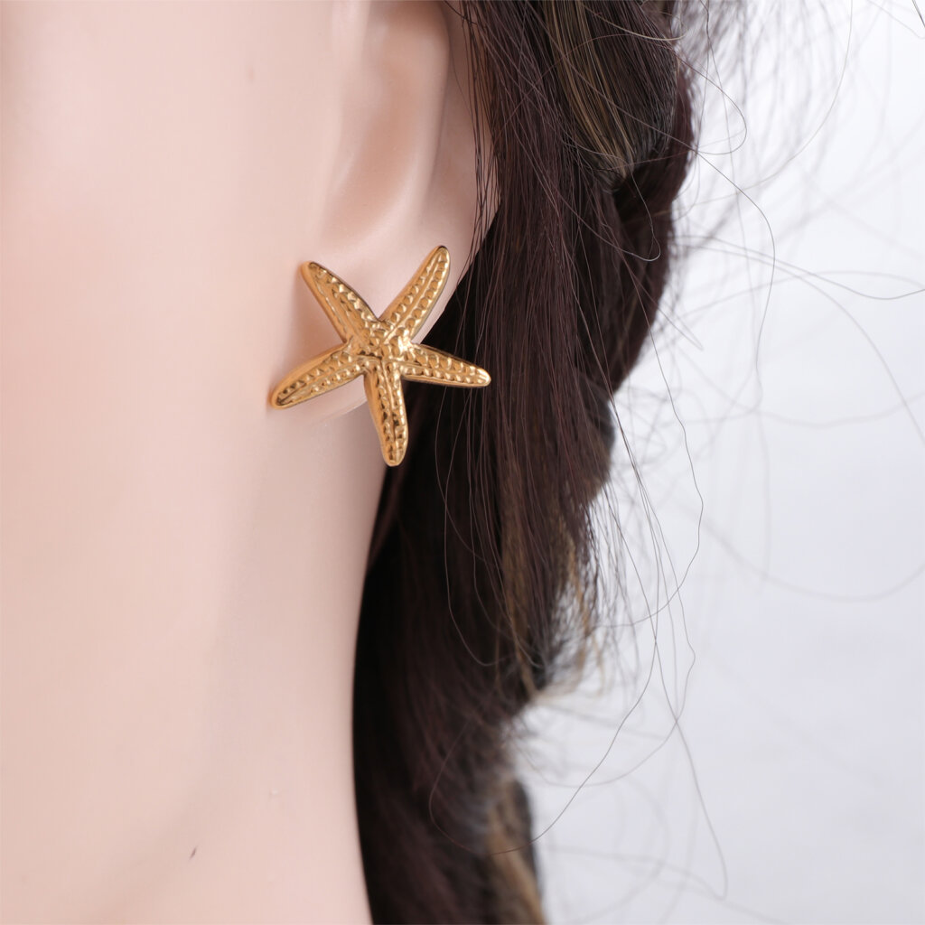 Ocean Inspired Elegance Gold Plated Starfish Stud Earrings